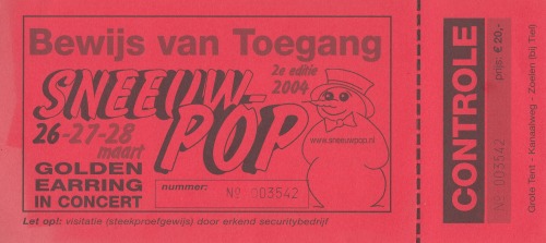 Golden Earring ticket#3542 March 26 2004 Zoelen - Sneeuwpop